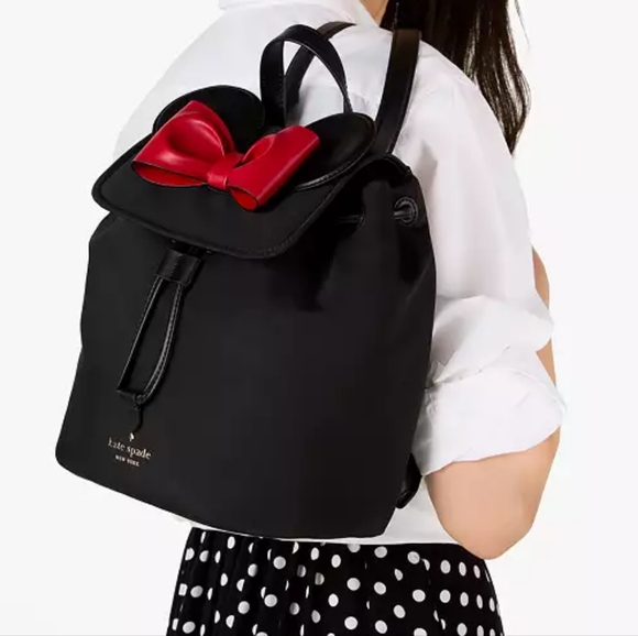 Kate Spade New York Disney X Minnie 3D Flap Backpack Black NWT